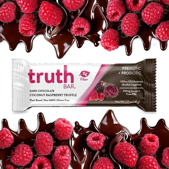 Truth Bar Prebiotic & Probiotic Keto Snack Vegan Bars with Omega-3's - Synbiotic High Fiber Snacks - Low Sugar, Kosher, Gl...