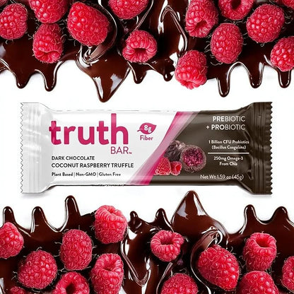 Truth Bar Prebiotic & Probiotic Keto Snack Vegan Bars with Omega-3's - Synbiotic High Fiber Snacks - Low Sugar, Kosher, Gl...