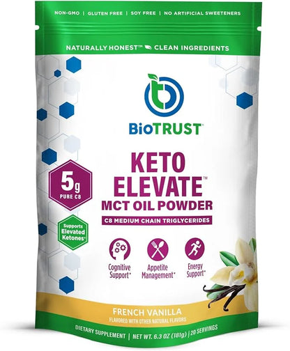 BioTrust Keto Elevate – C8 MCT Oil Powder – Ketogenic MCT Coffee Creamer, Keto Coffee Creamer – Clean Energy, Mental Focus...