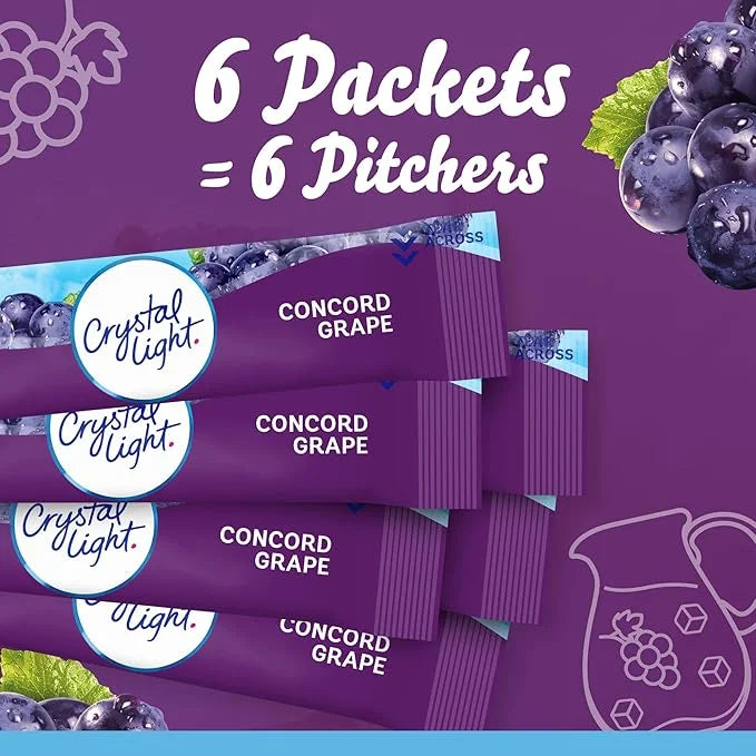 Crystal Light Sugar-Free Concord Grape Low Calories Powdered Drink Mix 6 Count Pitcher Packets (Pack of 4) - Product Image