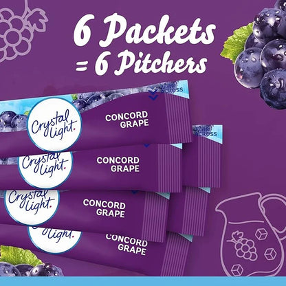 Crystal Light Sugar-Free Concord Grape Low Calories Powdered Drink Mix 6 Count Pitcher Packets (Pack of 4) - Product Image