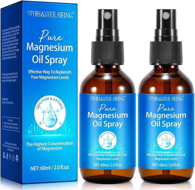 Pure Magnesium Oil Spray Organic Natural Magnesium Spray Glass Bottle, Easy to Absorb and Use, Magnesium Oil Spray for Fee...