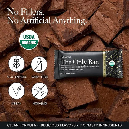 Truvani Plant Based Snack Bars | Chocolate Brownie 1 Pack | 7g Protein | USDA Organic and Vegan | The Only Bar | Dairy, So...