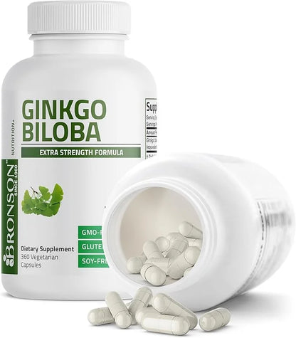 Bronson Ginkgo Biloba Extra Strength Supports Brain Function & Memory Support, 360 Vegetarian Capsules - Product Image