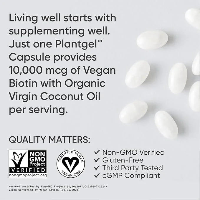 Sports Research Vegan Biotin 10,000mcg B7 for 120 Softgels (4 Month