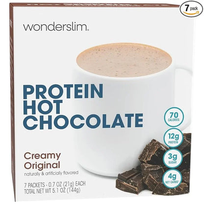Wonderslim Protein Hot Chocolate, Hot Cocoa, Low Sugar, Low Carb, Keto Friendly & Gluten Free (7ct) - Product Image