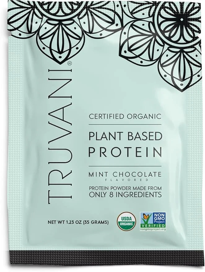 Truvani Vegan Pea Protein Powder | Mint Chocolate | 20g Organic Plant Based Protein | 1 Serving | Keto | Gluten & Dairy Fr...