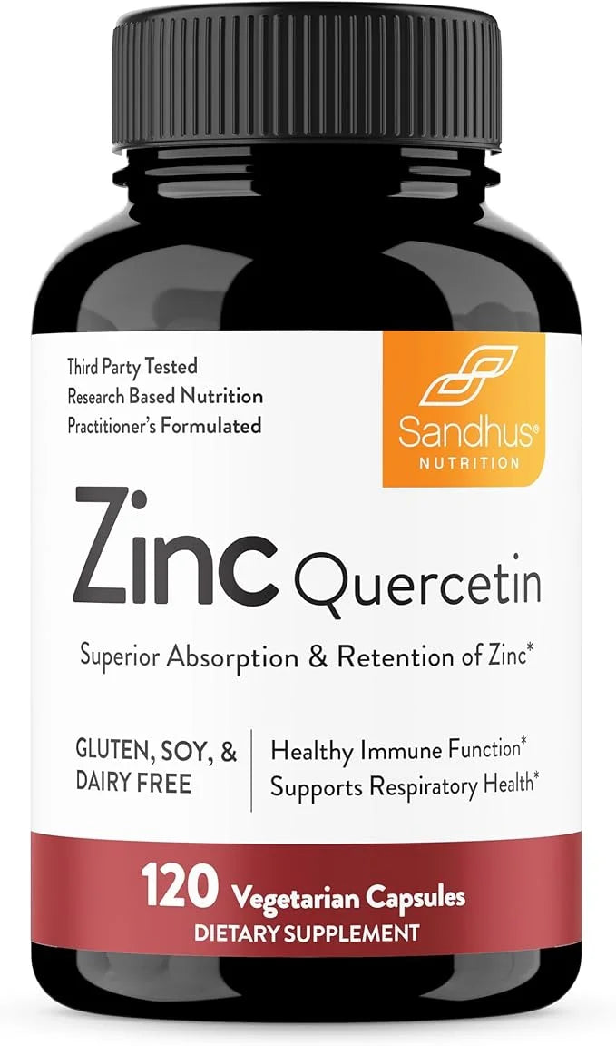 Sandhu’s Zinc Quercetin 120 Vegetarian Capsules – Zinc Supplements for Antioxidant Immune Support Zinc for Men and Women –...