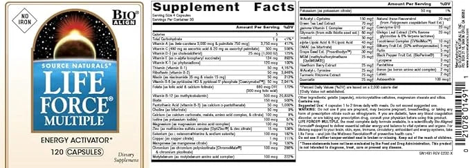 Source Naturals Life Force Multiple Iron 120 Capsules