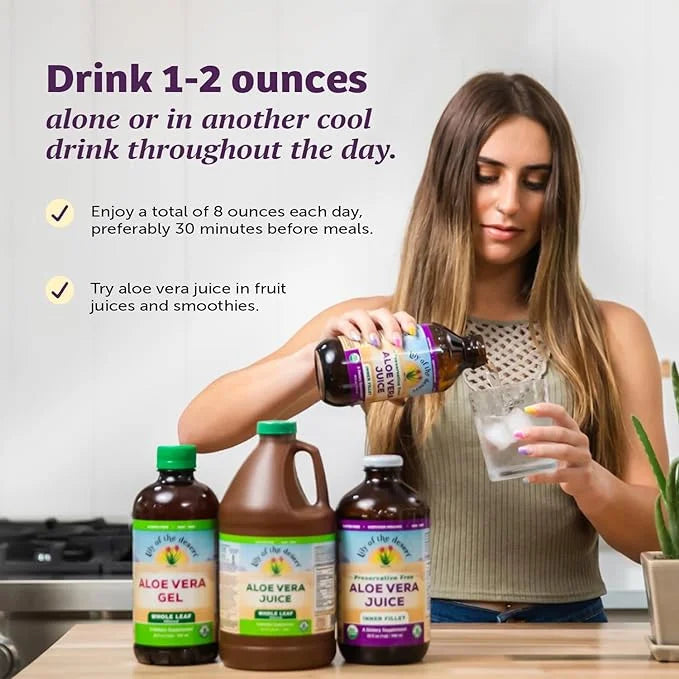 Lily of the Desert Aloe Vera Juice - Organic, Preservative-Free Inner Fillet Aloe Vera Drink with Natural Digestive Enzyme...