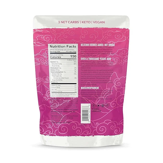 Lakanto Berry Crunch Granola - Delicious Snack, Quick Breakfast Cereal, Keto Friendly, Monk Fruit Sweetener, No Sugar Adde...