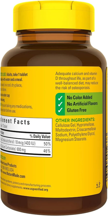 Nature Made Calcium 600 mg D3, Dietary 120 Tablets 3)