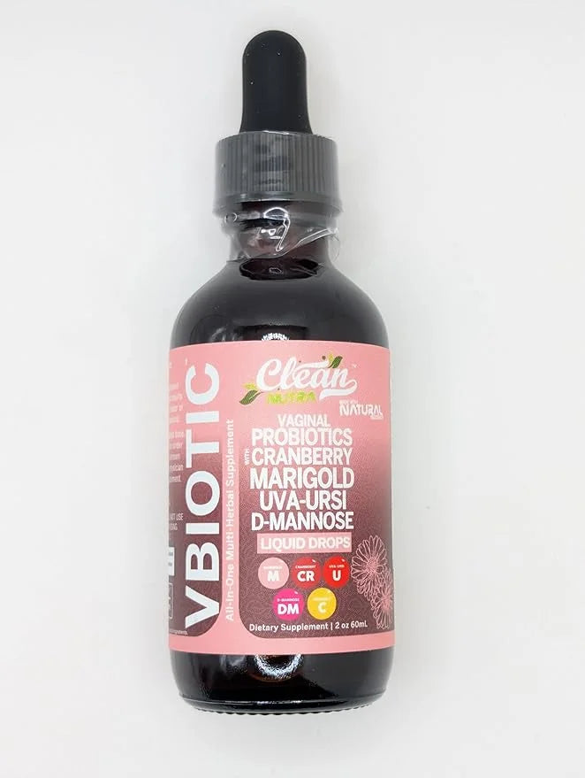Clean Nutraceuticals VBiotic Vaginal Probiotic for Women Liquid Drops | Cranberry Uva Ursi Horsetail D-Mannose Prebiotics ...