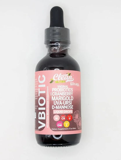 Clean Nutraceuticals VBiotic Vaginal Probiotic for Women Liquid Drops | Cranberry Uva Ursi Horsetail D-Mannose Prebiotics ...