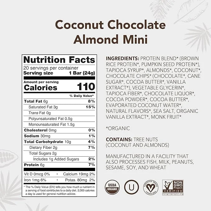 ALOHA Organic Plant Based Protein Bar MINIS |Coconut Chocolate Almond | 20 Count, 24g Bars | Vegan, Low Sugar, Gluten Free...