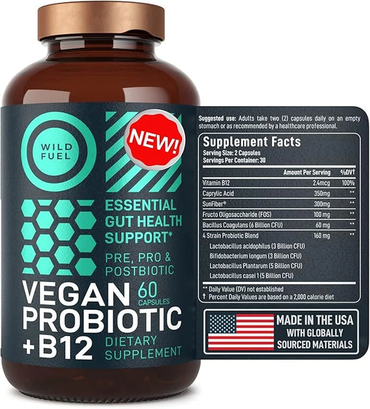 Vegan Probiotic Plus B12-22 Billion CFU B12 with 60 Gluten-Free