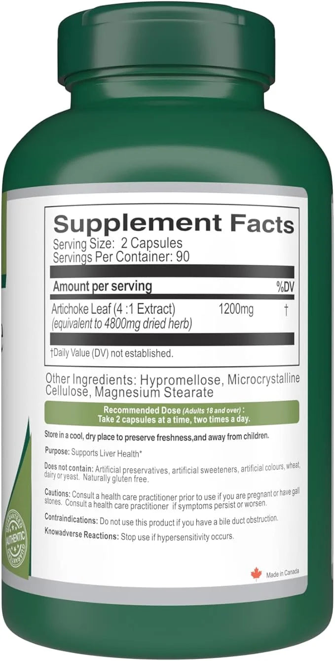 Vorst Artichoke 4800mg Raw Equivalent (1200mg 4:1 Extract 180 Vegan