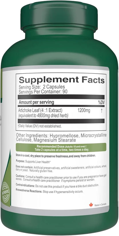 Vorst Artichoke 4800mg Raw Equivalent (1200mg 4:1 Extract 180 Vegan