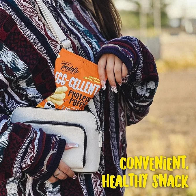 Todd's Better Snacks Egg-Cellent Protein Puffs, White Cheddar, 1.2 Oz (Pack of 10), Made with Egg Whites, 12g Protein, Glu...