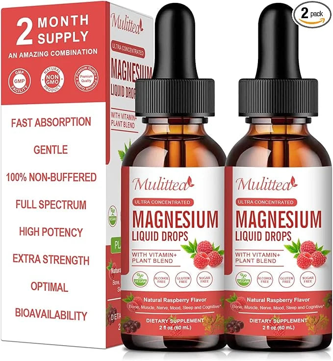 Magnesium Glycinate Liquid Drop - Triple Absorption Supplement to Support Nerves, Night, Heart, Muscles * -Sugar-Free with...