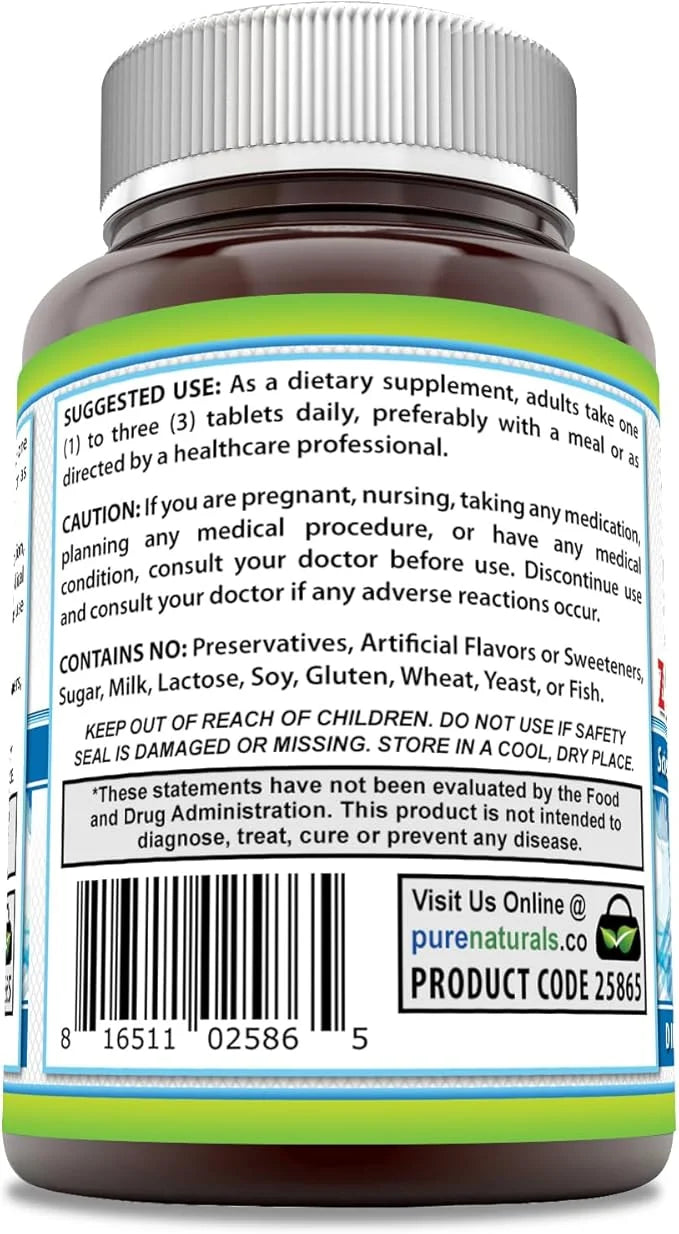Pure Naturals Calcium Magnesium Zinc Vitamin D3 Supplement 1000mg, Magnesium 400mg, Zinc 25mg, Vitamin D3 600 600 IU (150 ...