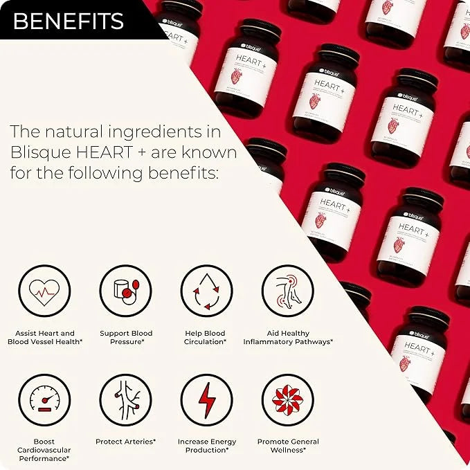 Blisque – Natural Blood Pressure Support Supplement for Heart Health and Circulation | Doctor-Approved | with 200 mg CoQ10...