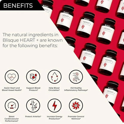 Blisque – Natural Blood Pressure Support Supplement for Heart Health and Circulation | Doctor-Approved | with 200 mg CoQ10...
