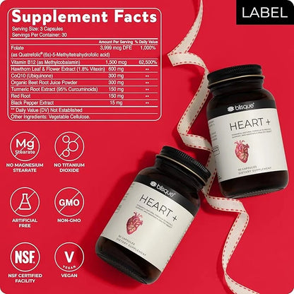 Blisque – Natural Blood Pressure Support Supplement for Heart Health and Circulation | Doctor-Approved | with 200 mg CoQ10...
