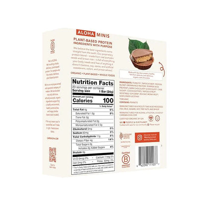 ALOHA Organic Plant Based Protein Bar MINIS |Peanut Butter Cup | 20 Count, 24g Bars | Vegan, Low Sugar, Gluten Free, Low C...