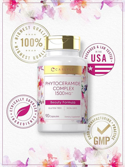 Carlyle Phytoceramide Supplement 1500mg | 90 Capsules | with Organic Sweet Potato | Beauty Formula Complex | Non-GMO and G...