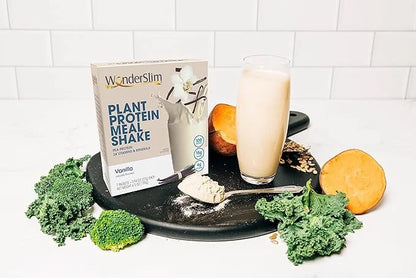 WonderSlim Plant Based Meal Replacement Shake, Vanilla, 15g Protein, Keto Friendly & Low Carb, Low Sugar, Gluten, Soy, & D...