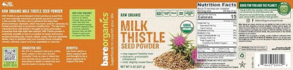 BareOrganics Milk Thistle Seed Powder, Superfood 8 Ounces