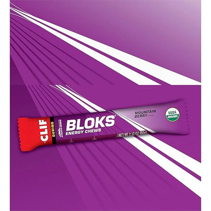 CLIF BLOKS - Mountain Berry Flavor - Energy Chews - Non-GMO - Plant Based - Fast Fuel for Cycling and Running - Quick Carb...