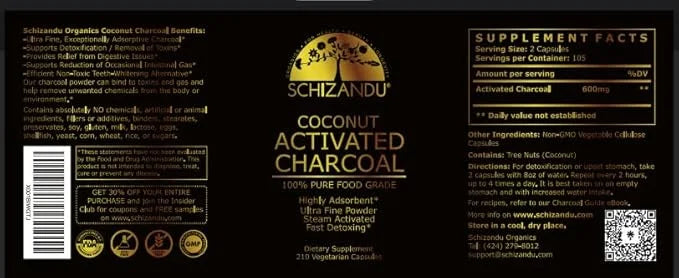 Activated Coconut Charcoal Capsules- Supports Health - Vegan, Organic, Non-GMO, No Additives - X-Large Bottle 210 Count - ...