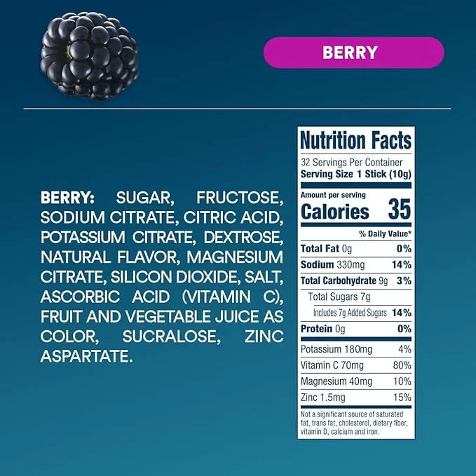 DripDrop Hydration - Berry - Electrolyte Drink Mix Single Serve Powder Packets | Non-GMO, Gluten Free, Vegan | 32 Sticks -...