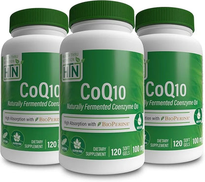 Health Thru Nutrition CoQ-10 100mg 3X 120 120 Softgels) Q10 | 3rd Party