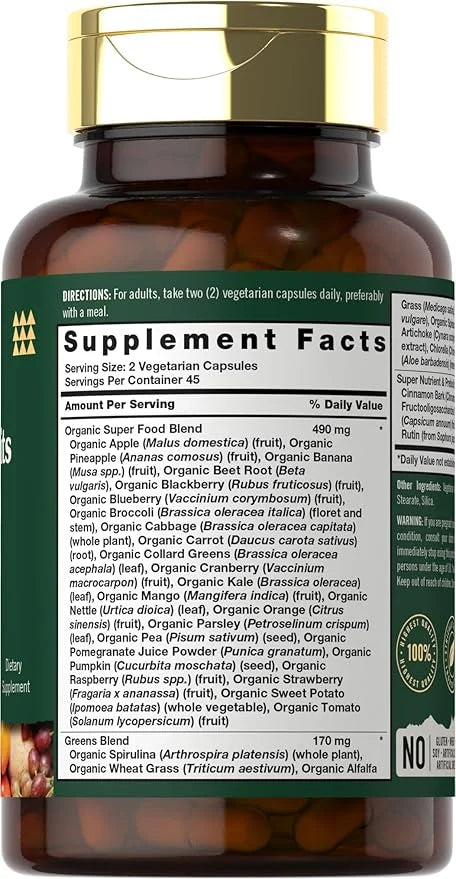 Tahoe Nutritionals Super Fruits and Veggies Capsules | 90 Count | Vegetarian, Non-GMO and Gluten Free Supplement - Product...