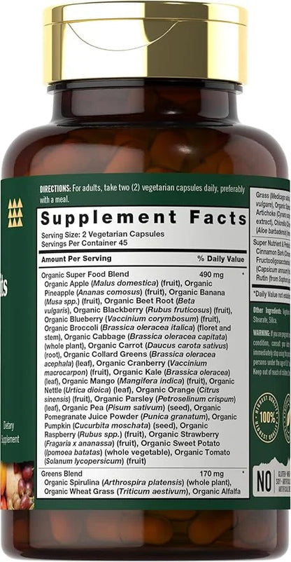 Tahoe Nutritionals Super Fruits and Veggies Capsules | 90 Count | Vegetarian, Non-GMO and Gluten Free Supplement - Product...