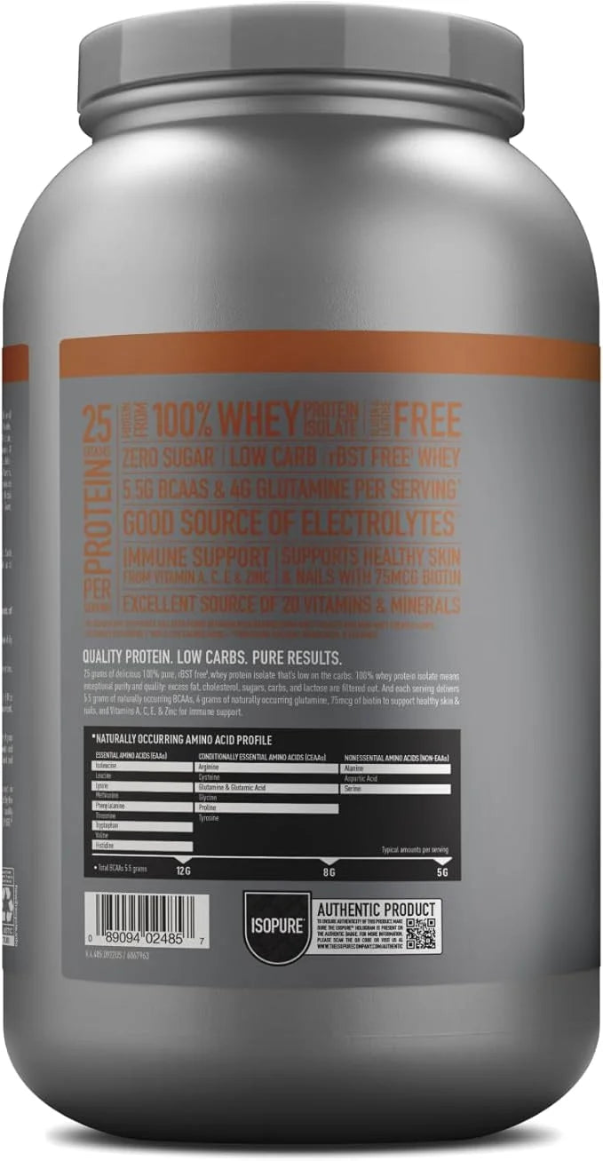 Isopure Low Carb 100% Pure Whey Isolate Protein Powder, Lactose Free, Gluten Free, With Vitamins, Chocolate Peanut Butter,...