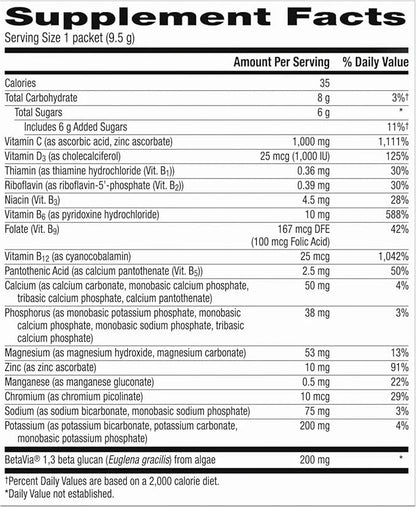 Emergen-C Immune+ Vitamin C 1000mg (18 Count, Elderberry) Dietary Supplement Fizzy Drink Mix Powder Packets - Product Image