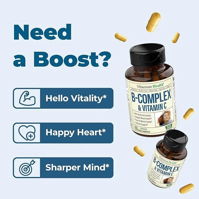 Vitamin B Complex with Vitamin C 8 High B1, B2, B2, B3, B3, B5, B5, B6, B6, B7, B7, Vitamin B12 +