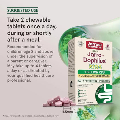 Jarrow Formulas Jarro-Dophilus Kids Probiotics and 1 Billion 60 Sugar-Free 30 Day