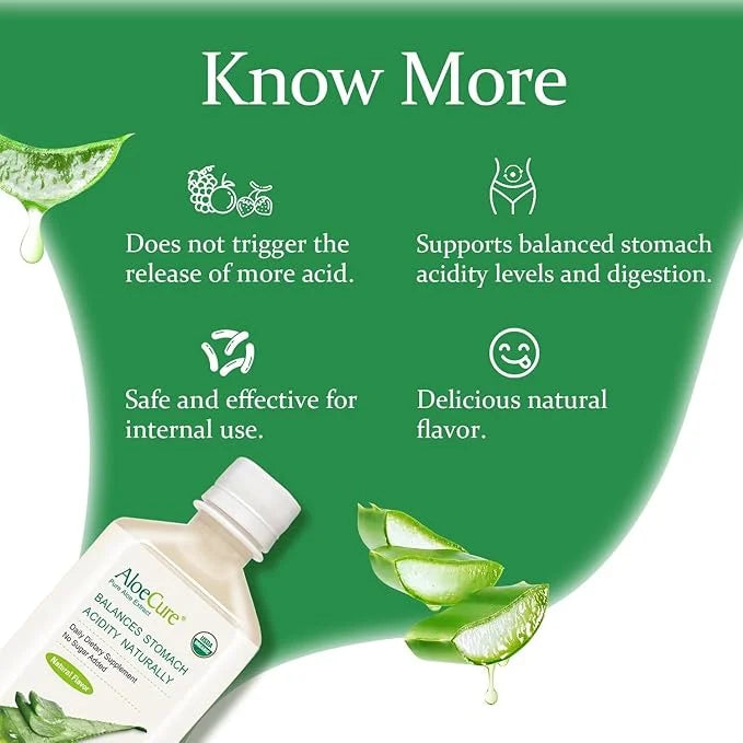 AloeCure USDA Organic Aloe Vera Juice Made Within 12 Hrs of Harvest - Pure Aloe Juice Natural Digestive Supplement to Supp...