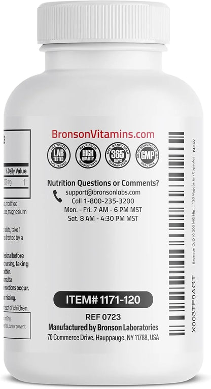 Bronson CoQ10 200 MG High Potency 120 Vegetarian