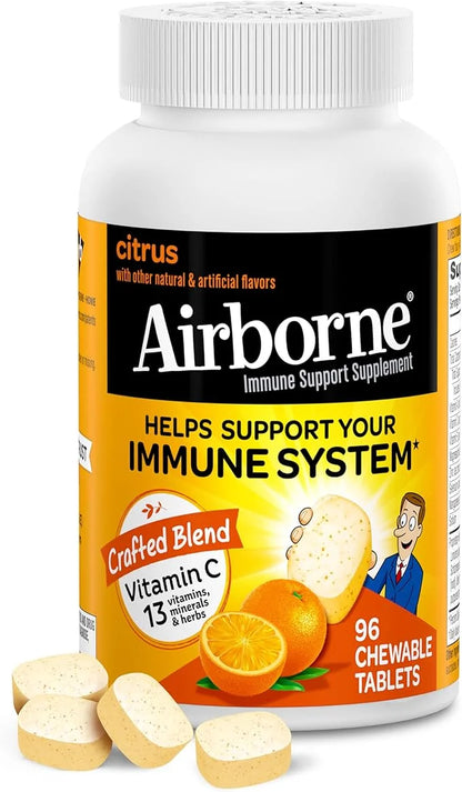 Airborne 1000mg Chewable Tablets with Zinc, 96 Tablets,