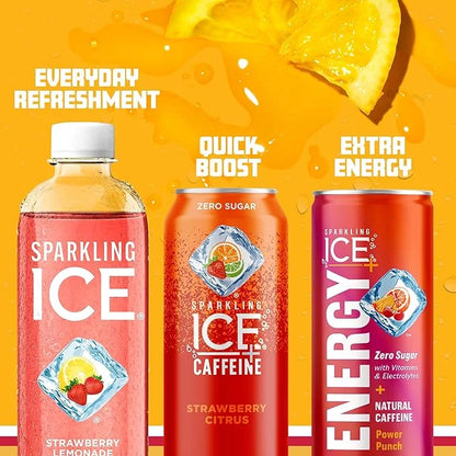 Sparkling Ice, Strawberry Lemonade Sparkling Water, Zero Sugar Flavored Water, with Vitamins and Antioxidants, Low Calorie...