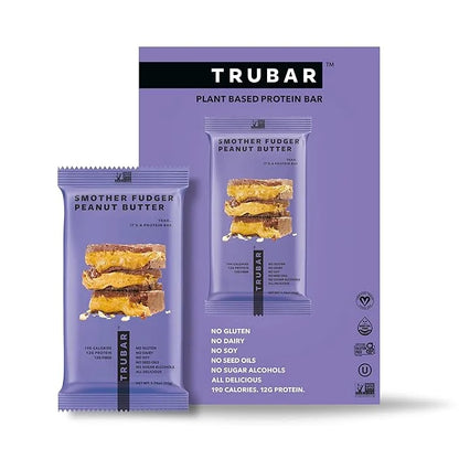 TRUBAR Vegan Protein Bar, Smother Fudger Peanut Butter, Gluten Free, Plant Based, High Fiber, Dairy Free, Low Fat, Non GMO...