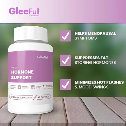 GleeFull Over 30 Hormone Support - Menopause Supplements for Women - Hormone Balance for Women - Hot Flash Relief - Menopa...