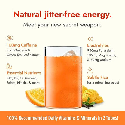 Zipfizz Daily Energy Drink Powder, Orange Cream, 20 Pack | 3-in-1 Sustained Energy, Rapid Hydration, and Essential Vitamin...