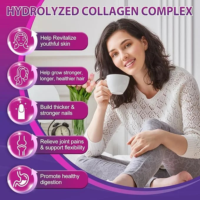 Multi Collagen Peptides Softgel - Type I, II, III, V, X - Hydrolyzed Collagen Peptides with Biotin, Vitamin C, Hyaluronic ...